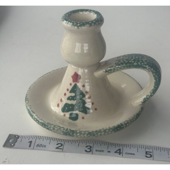 Ceramic 2-pc. Winter Holidays Christmas Tree Candle Holder and Dish Platter-READ - Picture 14 of 16